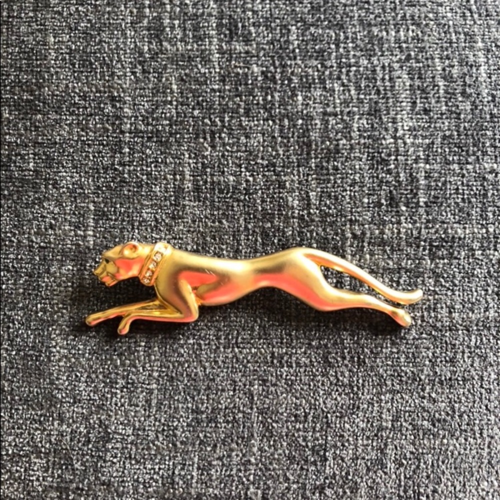 Vintage Brush Gold Jaguar 4” Pin